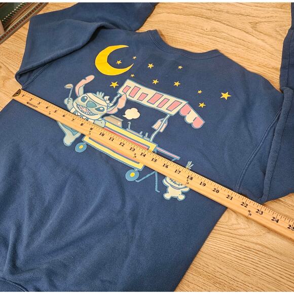 Disney Stitch & Scrump Night Market Blue Crew Neck Sweatshirt Size Medium - Picture 6 of 7